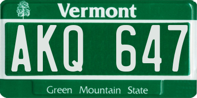 VT license plate AKQ647