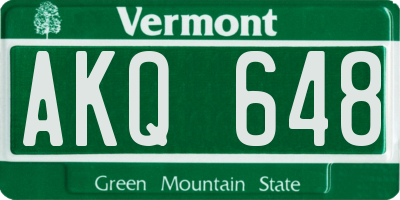 VT license plate AKQ648