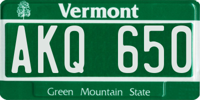 VT license plate AKQ650