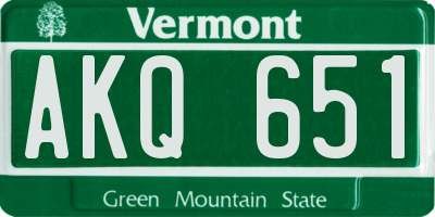 VT license plate AKQ651