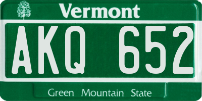 VT license plate AKQ652