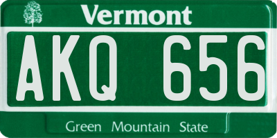 VT license plate AKQ656