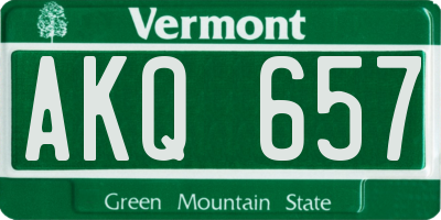 VT license plate AKQ657