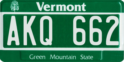 VT license plate AKQ662