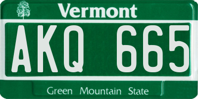 VT license plate AKQ665