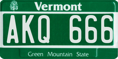 VT license plate AKQ666