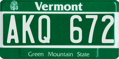VT license plate AKQ672