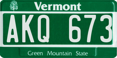 VT license plate AKQ673