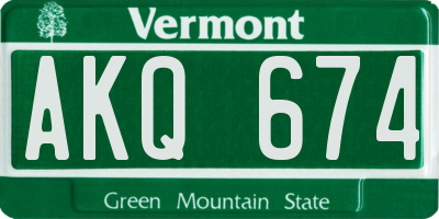 VT license plate AKQ674