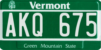 VT license plate AKQ675
