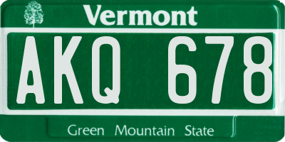 VT license plate AKQ678