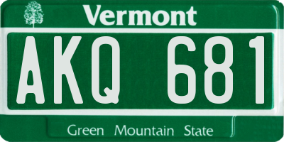 VT license plate AKQ681