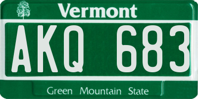 VT license plate AKQ683