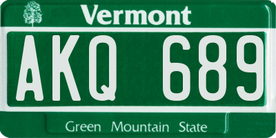 VT license plate AKQ689