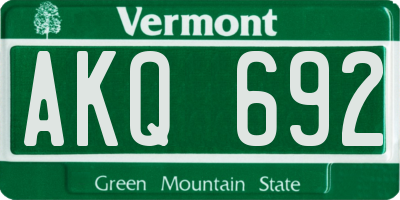 VT license plate AKQ692
