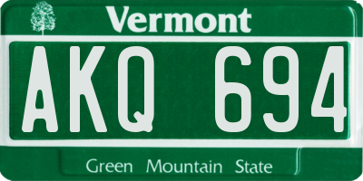 VT license plate AKQ694