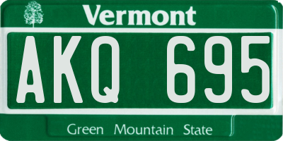 VT license plate AKQ695