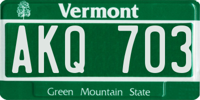 VT license plate AKQ703