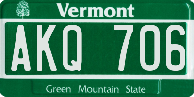 VT license plate AKQ706