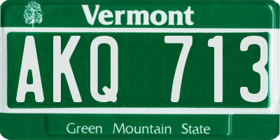 VT license plate AKQ713