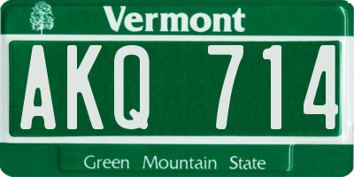 VT license plate AKQ714