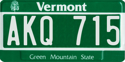 VT license plate AKQ715