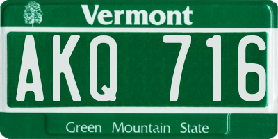 VT license plate AKQ716
