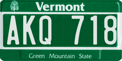 VT license plate AKQ718