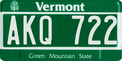 VT license plate AKQ722