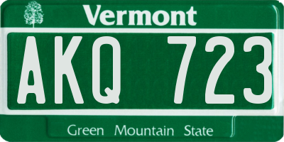 VT license plate AKQ723