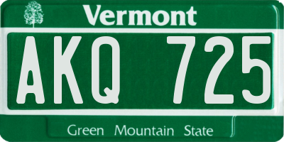 VT license plate AKQ725