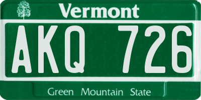 VT license plate AKQ726
