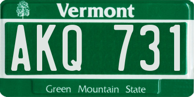 VT license plate AKQ731