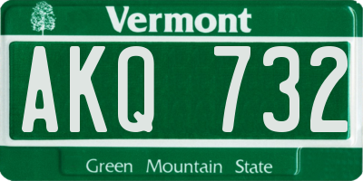 VT license plate AKQ732