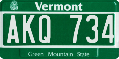 VT license plate AKQ734
