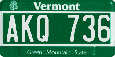VT license plate AKQ736