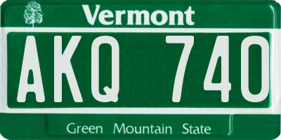 VT license plate AKQ740