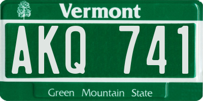 VT license plate AKQ741