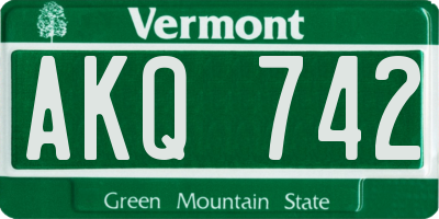 VT license plate AKQ742