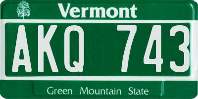 VT license plate AKQ743