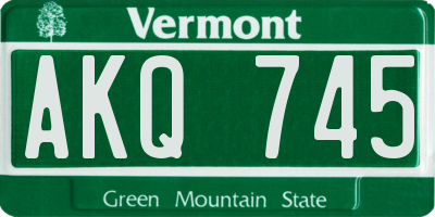 VT license plate AKQ745