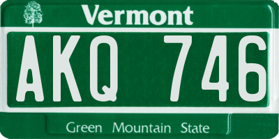 VT license plate AKQ746
