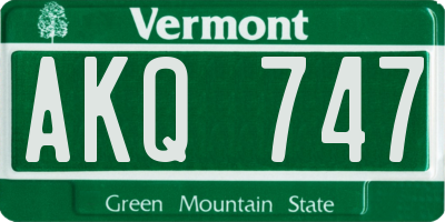 VT license plate AKQ747