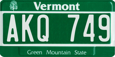 VT license plate AKQ749