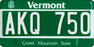 VT license plate AKQ750