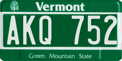 VT license plate AKQ752