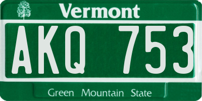 VT license plate AKQ753