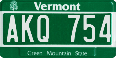 VT license plate AKQ754