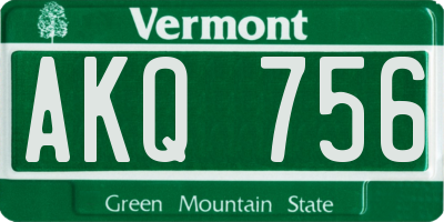 VT license plate AKQ756