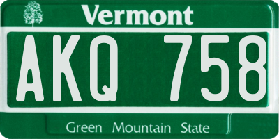 VT license plate AKQ758